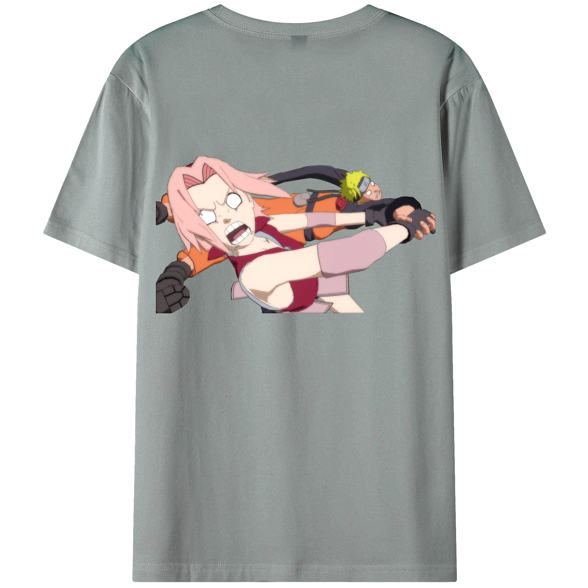 （画像用） NARUTO -ナルト- 春野サクラ Haruno Sakura 綿100％ メンズ半袖Tシャツ（バックプリント） 通気性